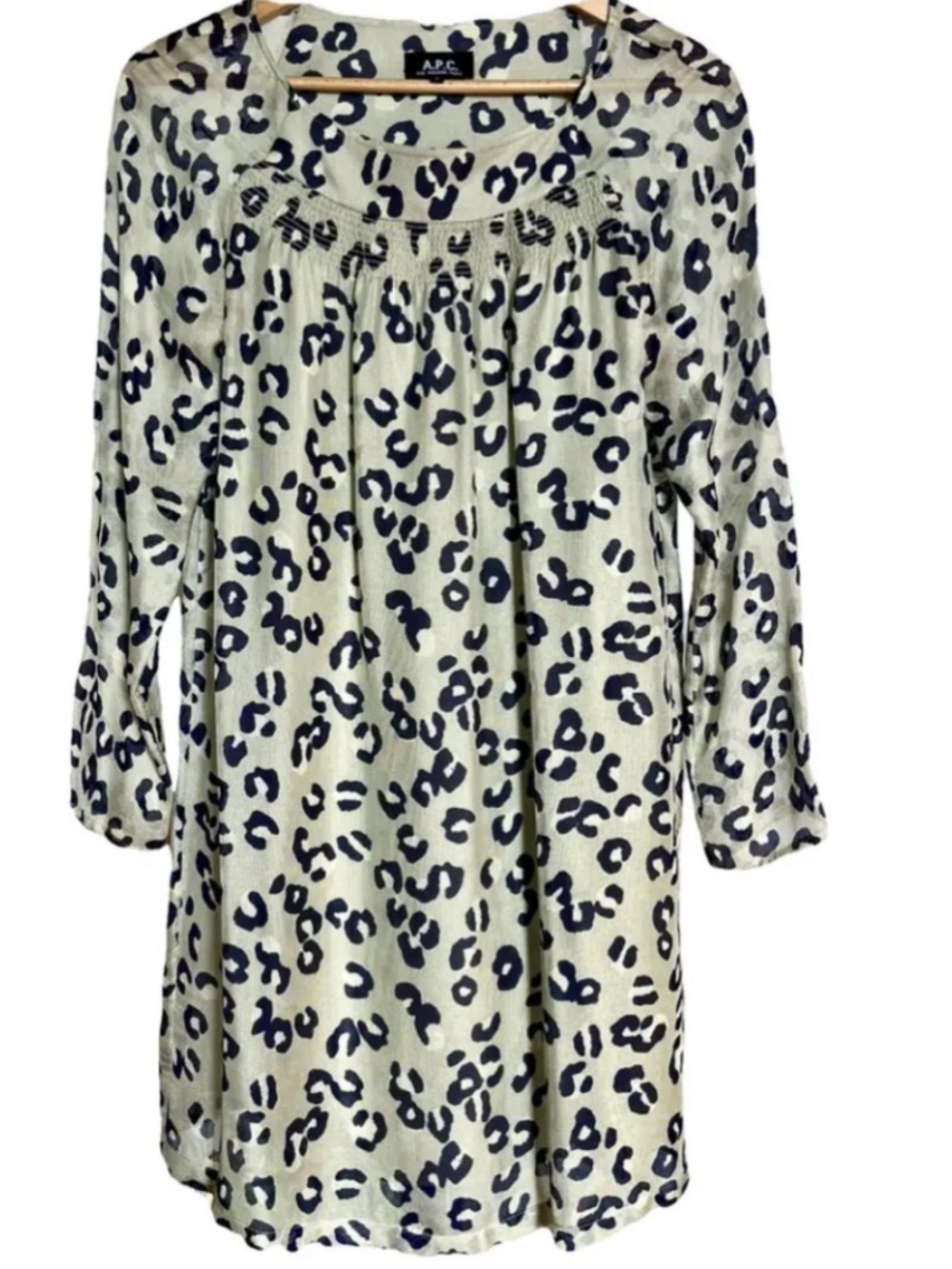 A.P.C. Pistachio Leopard Print Tunic Dress